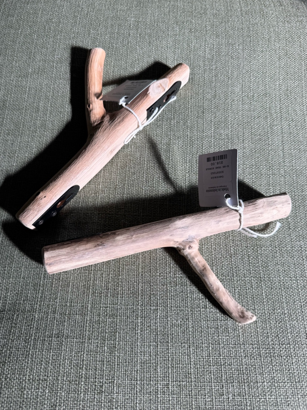 2for1 • NWT •• Terrain • Teak wood wall hooks